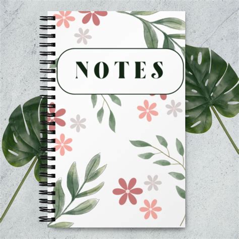 Spiral Dotted Page Notebook Notes Flowers & Leaves - Etsy