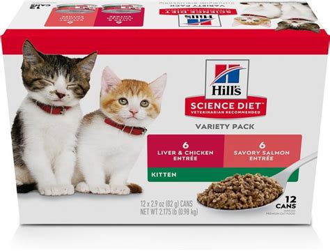 Out Of Stock Hill S Science Diet Kitten Liver And Chicken And Savory Salmon Variety Pack Canned