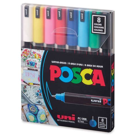 Uni Posca Marker Set 8 Li Ana Renkler N Pc 1MR Akrilik Kalem Seti Uni