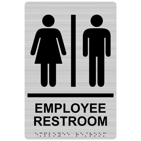 Portrait Ada Employee Restroom Braille Sign Rre Blkonbrslvr