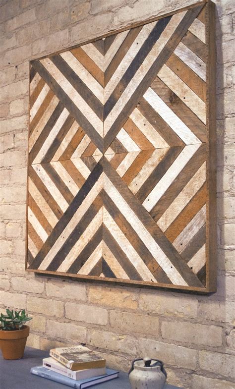 Reclaimed Wood Wall Art Decor Lath Triangle Diamond