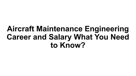 Aircraft Maintenance Salary