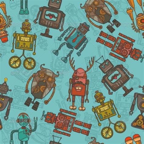 Robot Pattern Seamless Pattern Vector Vector Illustration Seamless