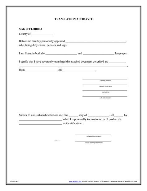 Free Florida Affidavit Template