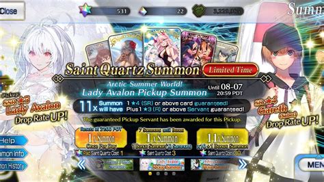 Fate Grand Order Fgo Lady Avalon Pick Up Summon Artic Summer World