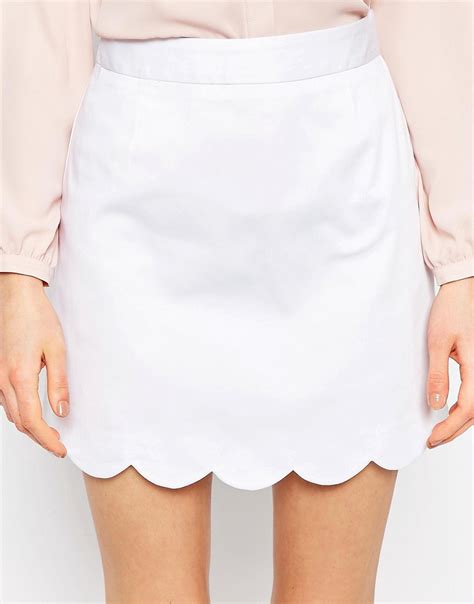 Lyst Asos A Line Mini Skirt With Scallop Hem In White