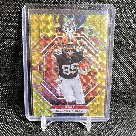 2023 Panini Mosaic Cedric Tillman Rookie RC Reactive Yellow Prizm 296