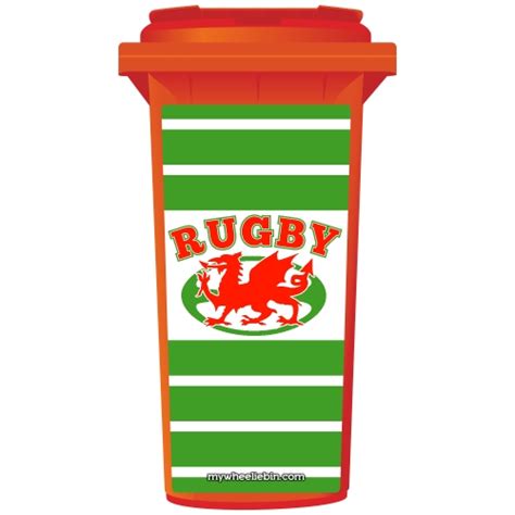 Wales Wales Rugby Dragon On A Ball Shield Wheelie Bin Sticker Panel