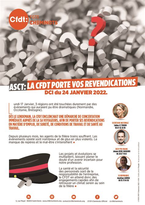 ASCT LA CFDT PORTE VOS REVENDICATIONS CFDT Cheminots