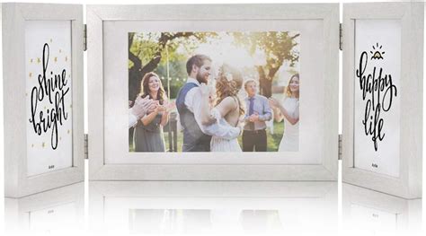 Afuly 3 Picture Frame White 5x7 4x6 Hinged Folding Triple Photo Frames