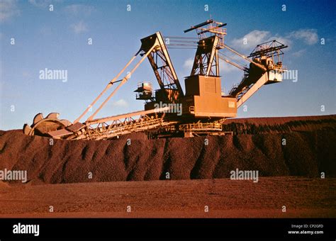 Giant Rotary Shovel Working Iron Ore Stockpile Port Hedland Pilbara