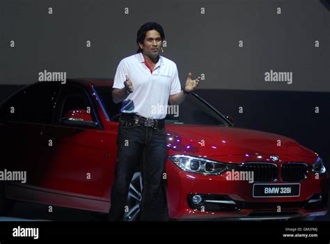 Indian Cricketer Sachin Tendulkar Poses With The New Bmw I Sportline