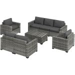 Outsunny Patio Furniture Set, Cushions, Sofa, Storage Table, Blue ...