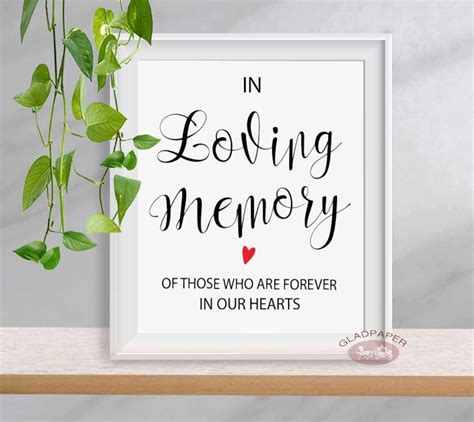 In Loving Memory Wedding Sign Forever In Our Hearts Memorial Etsy