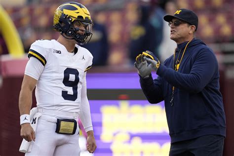 He Is The Best One Jim Harbaugh Heaps Praise On Qb Jj Mccarthy After Michigan Showcases