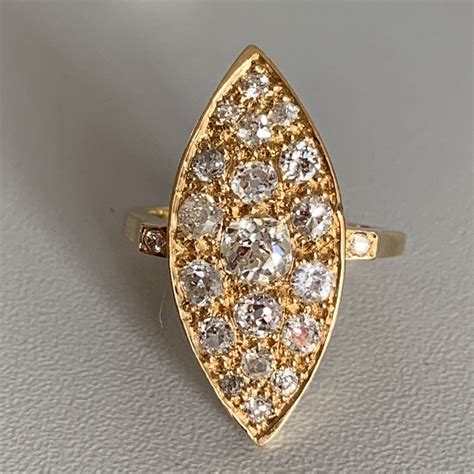 Proantic Bague Marquise Or Jaune Diamants