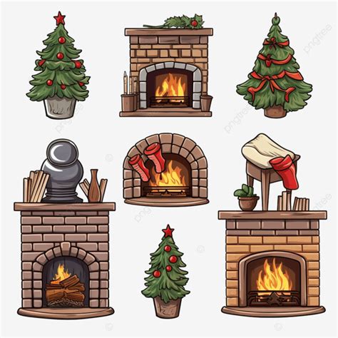 Christmas Cartoons Clip Art Fireplace Vector Illustration Cartoon Svg