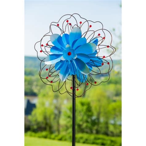 Evergreen 75 H Wind Spinner Blue Floral With Wire Detailing One Size