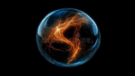 Animation Of A Sphere With Striking Lightning And On A Black Background