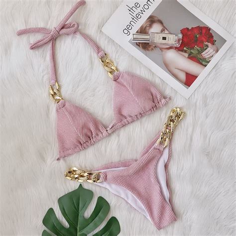 Jual Para Praia New Sexy Glint Bikini 2022 Thong Bathing Suit For Women