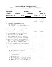 Performance Checklist For Parenteral Injections Subcutaneous Course