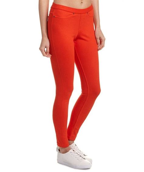 Womens Solid Color Original Jeanz Denim Legging Fiery Red