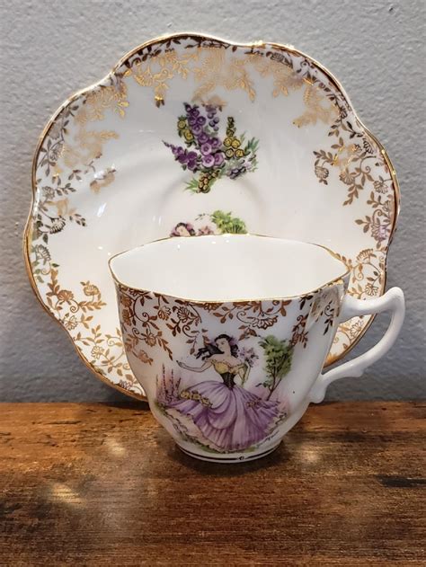 VTG QUEEN S Fine Bone China Teacup And Saucer Dainty Miss Pattern