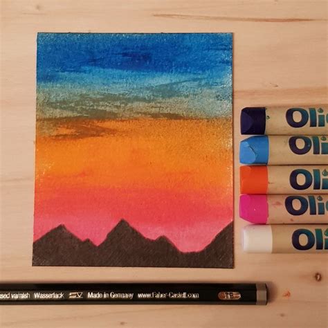 Sunset Oil Pastels Tramonto Con Pastelli Ad Olio Pastelli Drawing