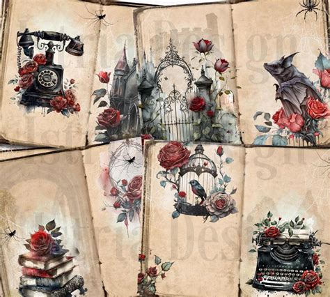 Gothic Junk Journal Kit Goth Journal Printable Vintage Etsy