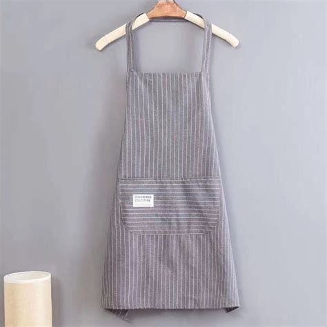 Bib Apron Soft Touch All Match Striped Printed Long Kitchen Chef Bib