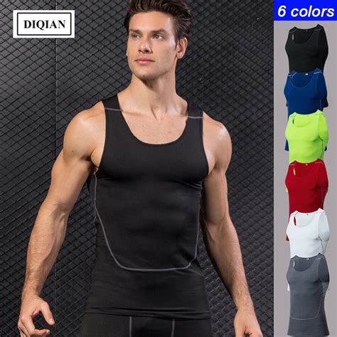 Diqian 2018 Quick Drying Men Sport Vests 6 Colors Fitness Male Running