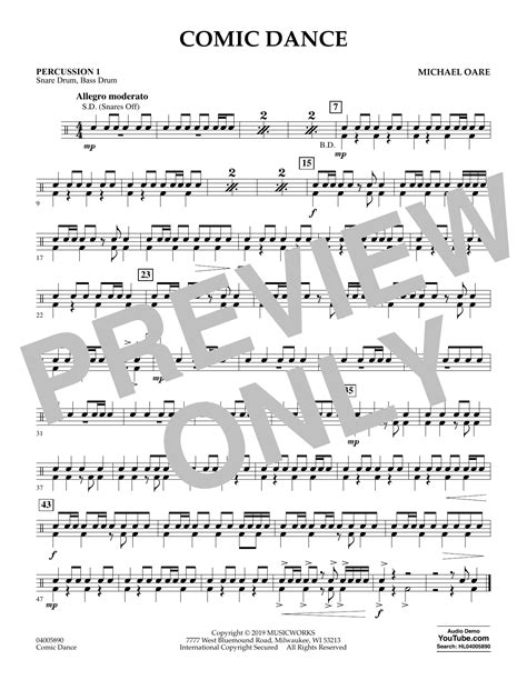 Comic Dance Percussion 1 Sheet Music Michael Oare Concert Band