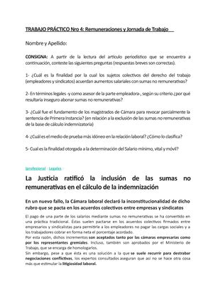 Trabajo Practico Nro3 TP 3 De Derecho Laboral Deberes Y Derechos De