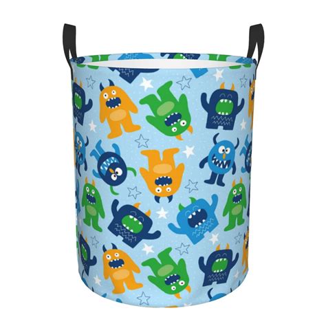 Fotbe Cartoon Monster Laundry Basket With Handles Waterproof Large