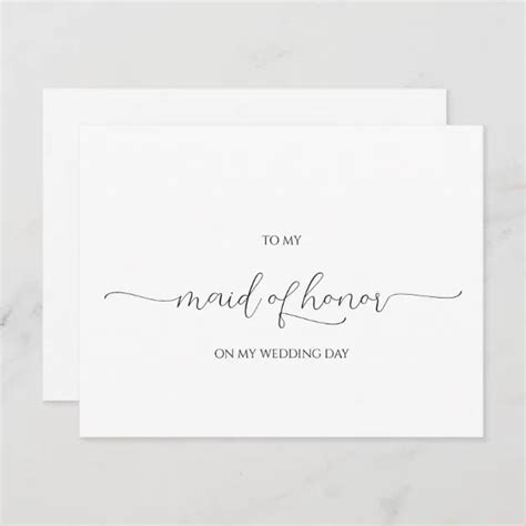 Simple Minimal Script Maid Of Honor Thank You Card Zazzle