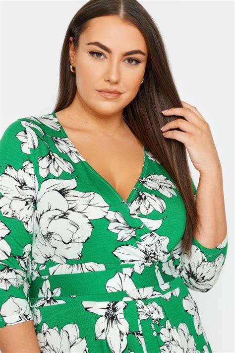 Yours Plus Size Green Floral Wrap Maxi Dress Yours Clothing