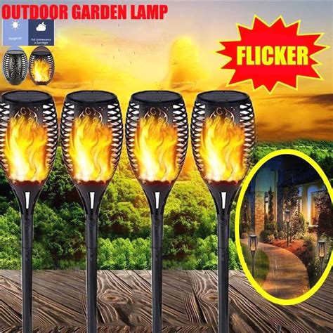 Pc Led Gold Armour Solar Lights Outdoor Flickering