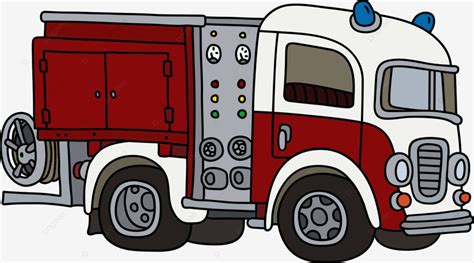 The Old Red And White Fire Truck Truck White Firefighter Vector Truck