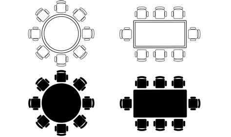 Esquema Silueta Redonda Mesa Rectangular Icono Vector En Vecteezy