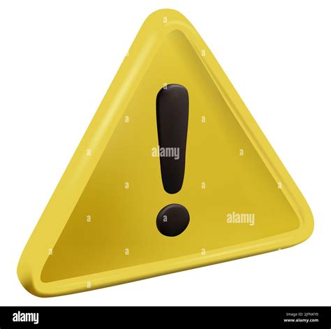 Realistic 3d Yellow Triangle Warning Sign Vector Render Illustration