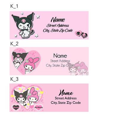 Kuromi My Melody Address Labels 30 Per Sheet 3 Designs To Choose From