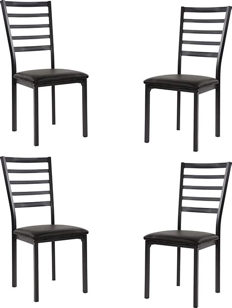 YU Arin Faux Leather Metal Frame Dining Chairs Set Of 4 19 SH