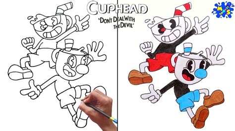 How To Draw Cuphead And Mugman Together Step By Step Youtube