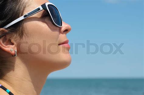 Woman Wearing Sunglasses Stock Image Colourbox