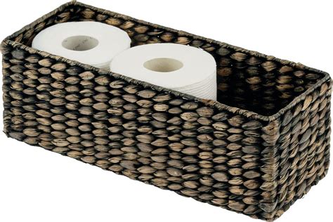 Mdesign Natural Woven Water Hyacinth Bathroom Toliet Roll Holder