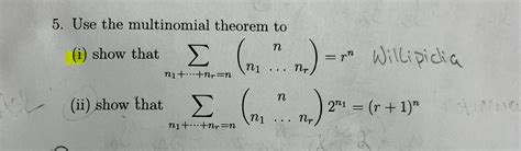 Solved 5. Use the multinomial theorem to | Chegg.com