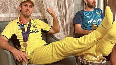 Mitchell Marsh Poses With Feet Atop World Cup Trophy Internet Outraged