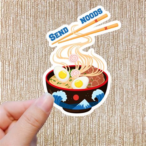 Send Noods Ramen Noodle Sticker Waterproof For Bottles Laptops Etsy