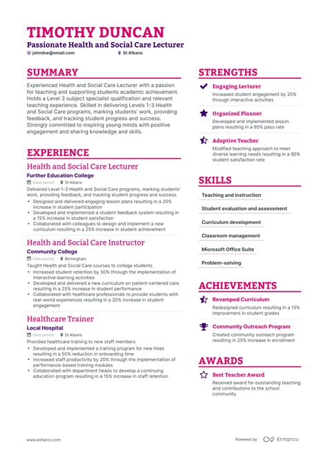 5 Lecturer Resume Examples & Guide for 2024