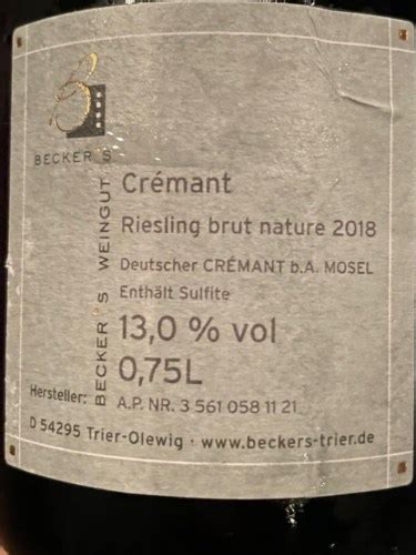 Becker S Cr Mant Riesling Brut Nature Vivino Us